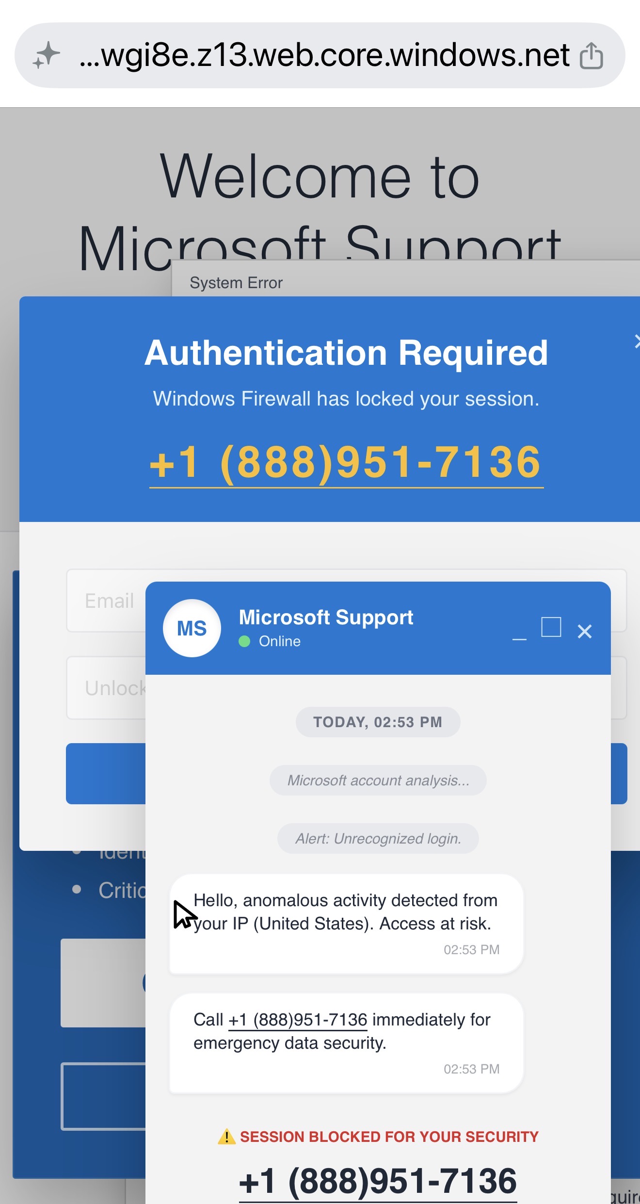 Reported scam screenshot — Impersonation (2 of 2)